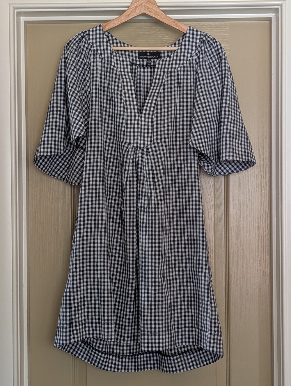 Tuckernuck Pomander Place Black Gingham Finley Flutter Sleeve Dress Small - Picture 2 of 10
